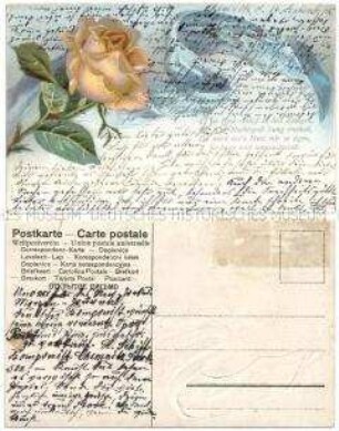 Karte mit Rosenmotiv und Vers