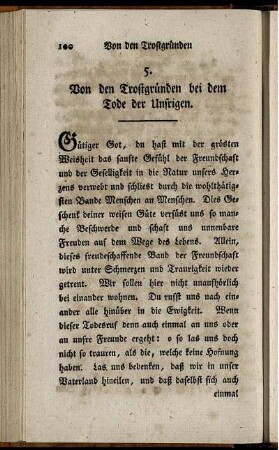 5. Von den Trostgründen bei dem Tode der Unsrigen.