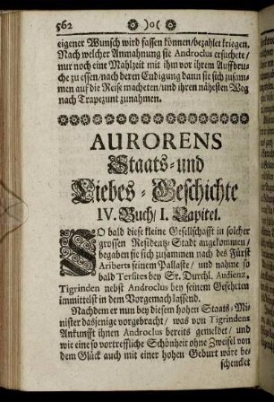 Aurorens Staats- und Liebes-Geschichte IV. Buch.