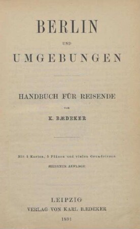 Berlin und Umgebungen : Handbuch für Reisende