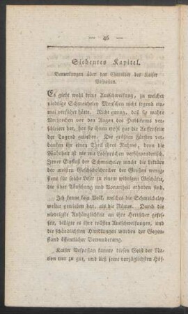 Siebentes Kapitel. Bemerkungen über den Charakter des Kaiser Vespasian