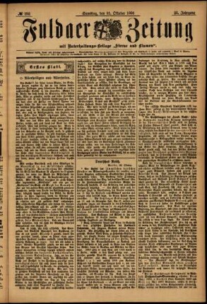 Erste Ausgabe vom Samstag, den 31. Oktober 1896.