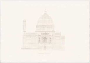 Werke der höheren Baukunst, Darmstadt 1846/47. Erlöserkirche, Athen: Aufriss Seitenansicht