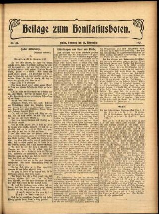 Zweite Ausgabe vom Sonntag, den 10. November 1907.