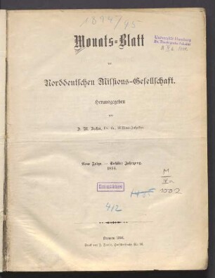 3.F. 6.1894: Monatsblatt der Norddeutschen Missionsgesellschaft