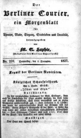 No. 259, Donnerstag, den 6. December 1827