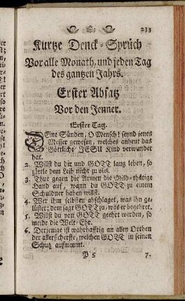 Erster Absatz Vor den Jenner. - Achter Absatz Vor den Augustmonath.