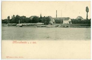 Merschwitz. Ansicht mit Elbe und Dampfer