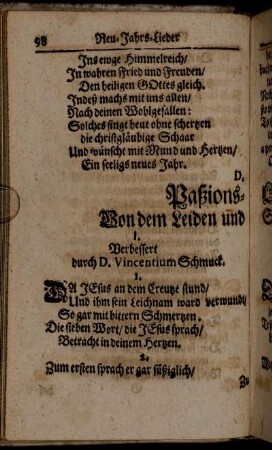 D. Paßions-Lieder. Von dem Leiden und Sterben Jesu Christi.