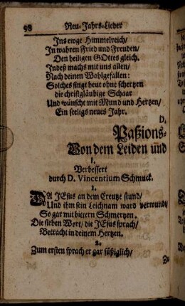 D. Paßions-Lieder. Von dem Leiden und Sterben Jesu Christi.