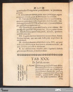 Tab. XXX. De Justificatione.
