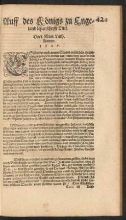 Auff des Königs zu Engeland lester schrifft Titel.