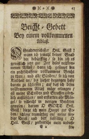 Beicht-Gebett Bey einem vollkommenen Ablaß.