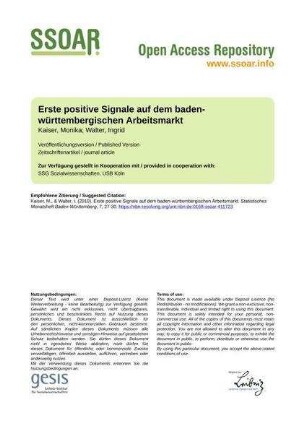 Erste positive Signale auf dem baden-württembergischen Arbeitsmarkt