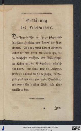 Erklärung des Titelkupfers.