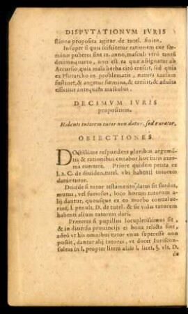 Decimum Iuris propositum.
