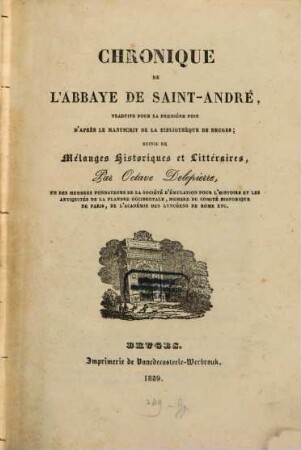 Chronique de l'abbaye de Saint-André