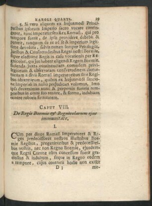 Caput VIII. De Regis Boemie & Regnicolarum eius immunitate.