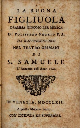 La buona figliuola : Dramma gioc.