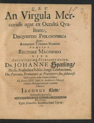 An Virgula Mercurialis agat ex Occulta Qualitate