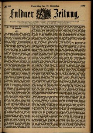 Ausgabe vom Donnerstag, den 19. September 1889.