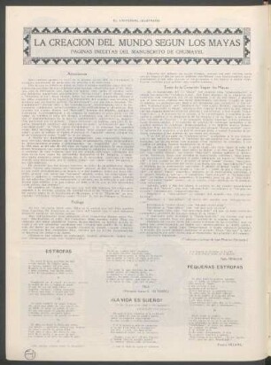 La creación del mundo según las mayas : Páginas inéditas del manuscrito de Chumayel