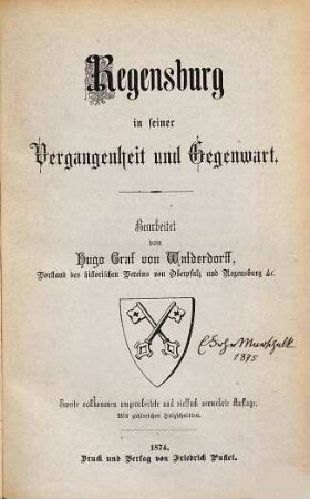 Regensburg in seiner Vergangenheit und Gegenwart