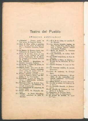 Teatro del Pueblo - (Números publicados)