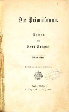 Die Primadonna : Roman, 3
