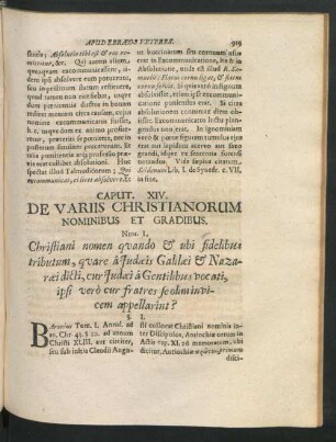 Caput XIV. De Variis Christianorum Nominibus Et Gradibus.