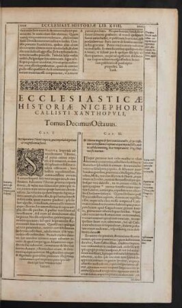 Ecclesiasticae Historiae ... Tomus Decimus Octavus.