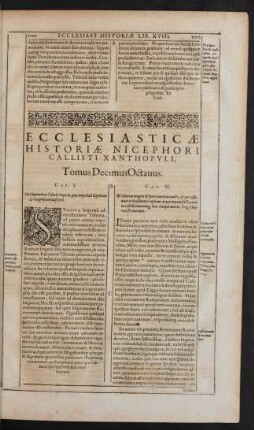 Ecclesiasticae Historiae ... Tomus Decimus Octavus.