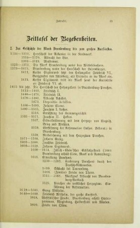 Zeittafel der Begebenheiten
