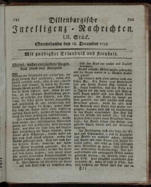 LII. Stück. Sonnabends den 28. December 1799.