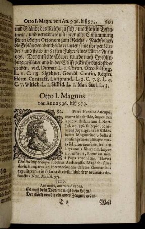 Otto I. Magnus von Anno 936. biß 973. - Otto III. von Anno 983. biß 1002.