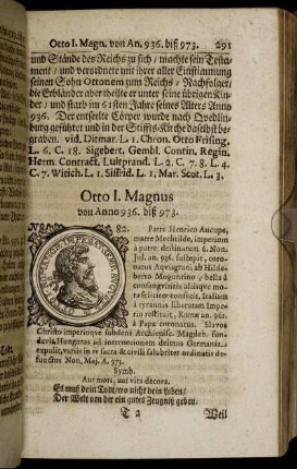 Otto I. Magnus von Anno 936. biß 973. - Otto III. von Anno 983. biß 1002.