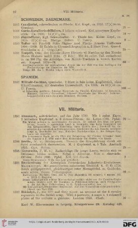 VII. Militaria (Nr. 1393-1433)