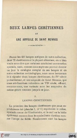 Sér. 4: Deux lampes chrétiennes et une ampoule de Saint Mennas