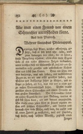 Wie man einen Freund von einem Schmeichler unterscheiden könne.