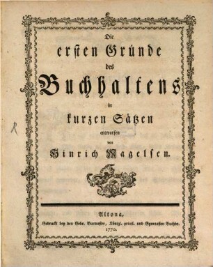 Die ersten Gründe des Buchhaltens