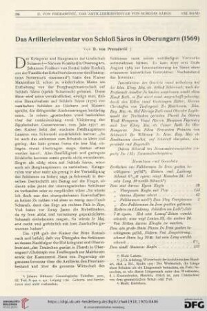 Das Artillerieinventar von Schloß Saros in Oberungarn (1569)