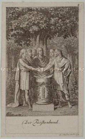Allegorisches Blatt zum Fürstenbund - Blatt 4 (von 6) aus: Sechs große Begebenheiten des vorletzten Dezenniums