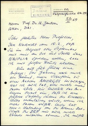 W. Schaefer an U. Jantzen