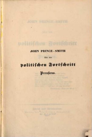 Über den politischen Fortschritt Preußens