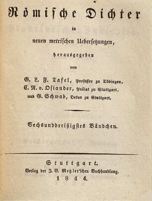 Die Plautinischen Lustspiele, 6. Geistergeschichte : (Mostellaria)