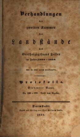 Verhandlungen der Zweiten Kammer der Landstände des Großherzogthums Hessen. Protokolle. 1838/40,7 (1841)