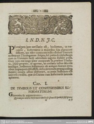 Cap. I. De Symbolis Et Confessionibus Reformatorum