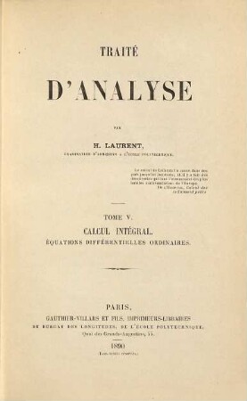 Traité d'analyse. 5, Calcul intégral : équations différentielles ordinaires