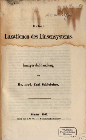 Ueber Luxationen des Linsensystems