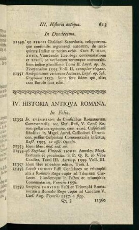 IV. Histoira Antiqua Romana